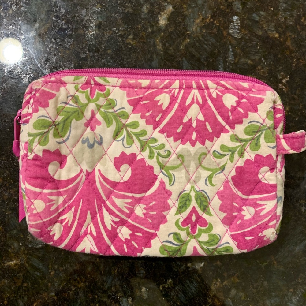 Vera Bradley makeup bag pink green and cream